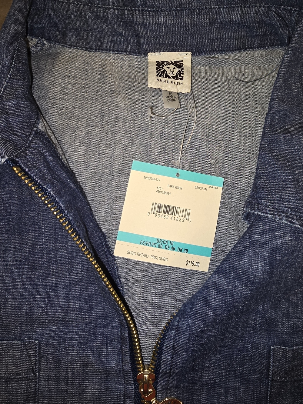 NWT Anne Klein Denim Dress - Picture 3 of 5